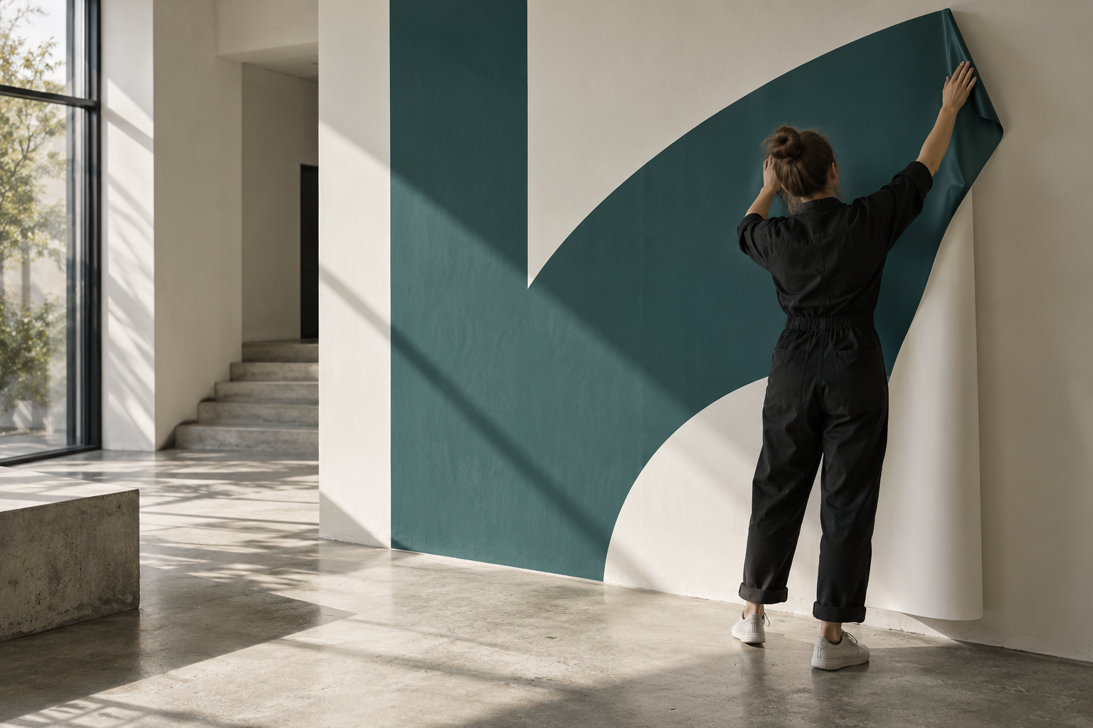 Spatial graphic direction in a contemporary interior